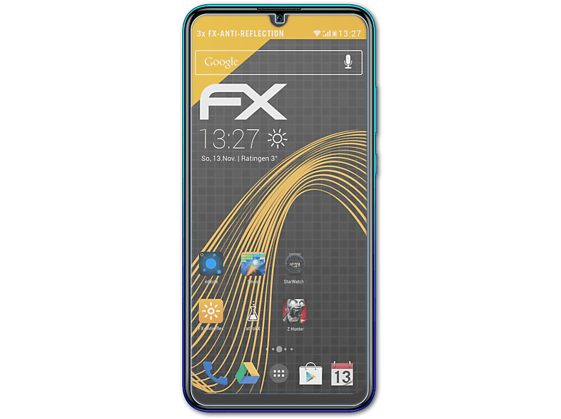 ATFOLIX 3x FX-Antireflex Displayschutz(für Huawei P Smart 2019)