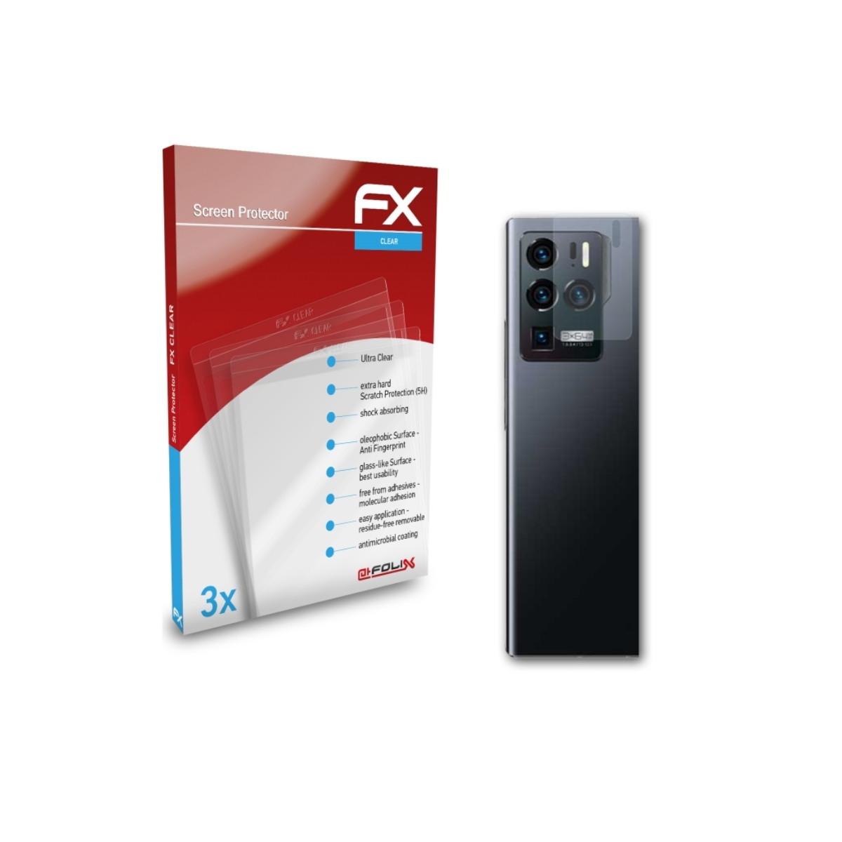 ATFOLIX 3x FX-Clear Displayschutz(für Ultra Lens) 5G 31 ZTE Axon