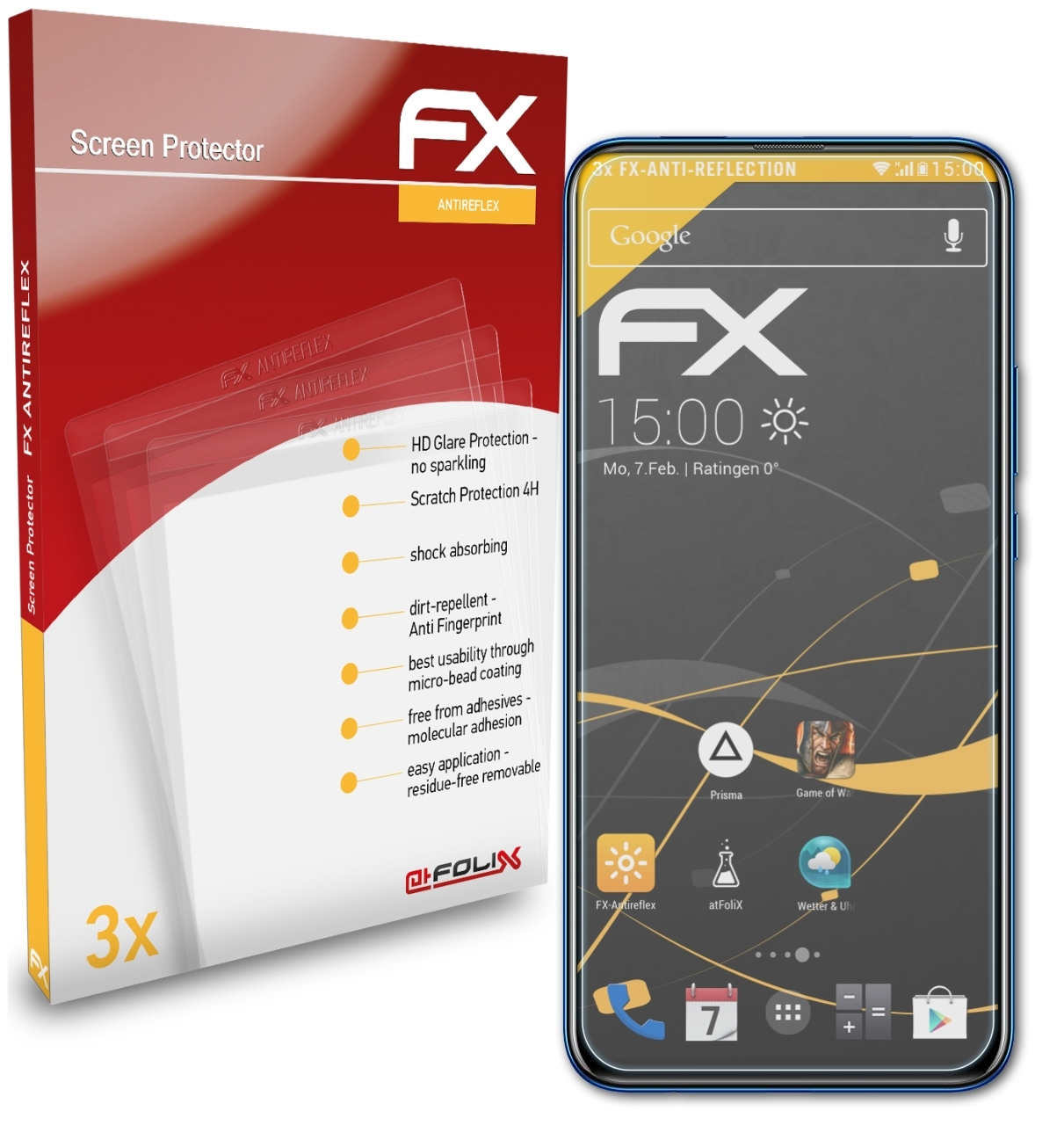 ATFOLIX 3x FX-Antireflex Displayschutz(für Huawei Z) Smart P