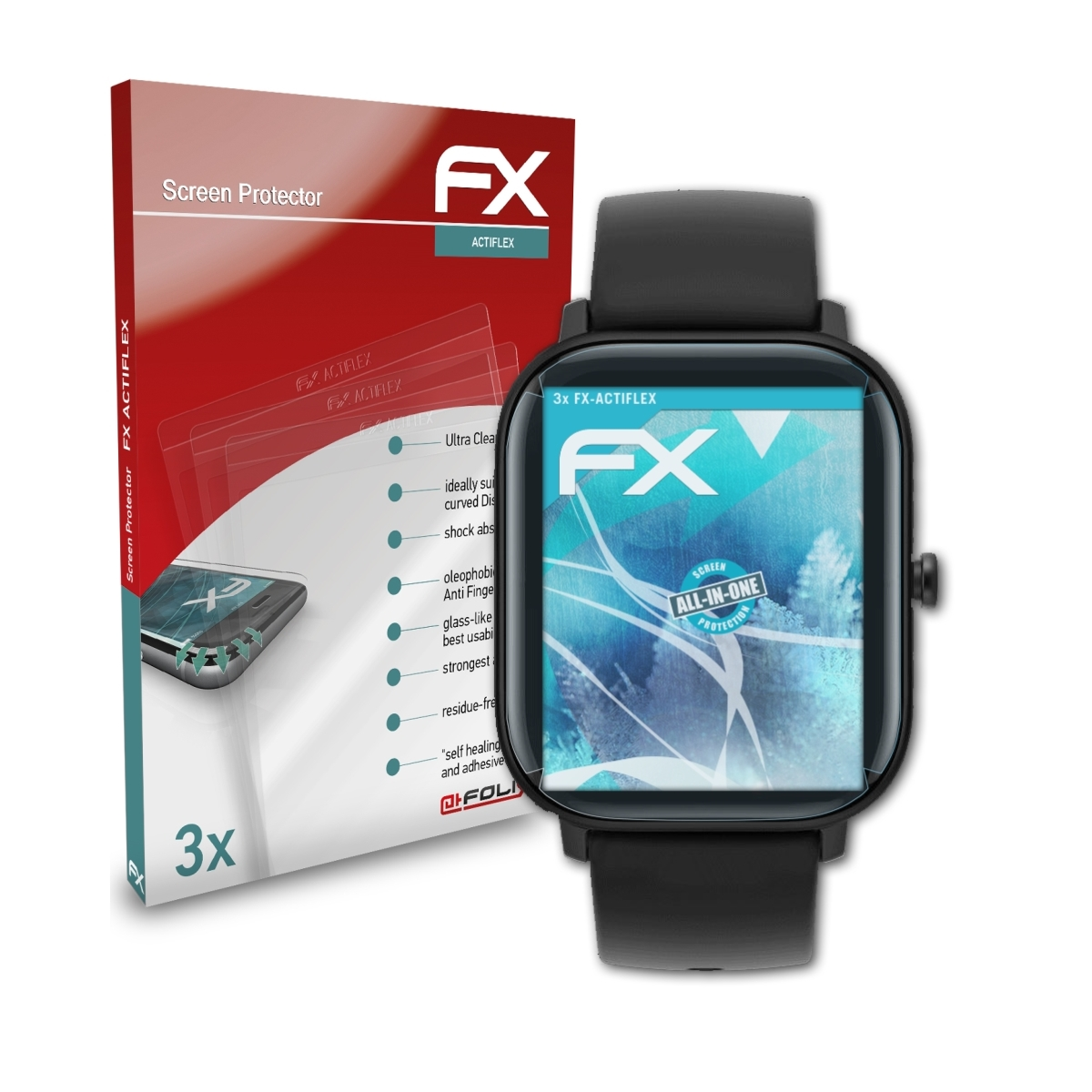 GTS) 3x Amazfit FX-ActiFleX Displayschutz(für ATFOLIX