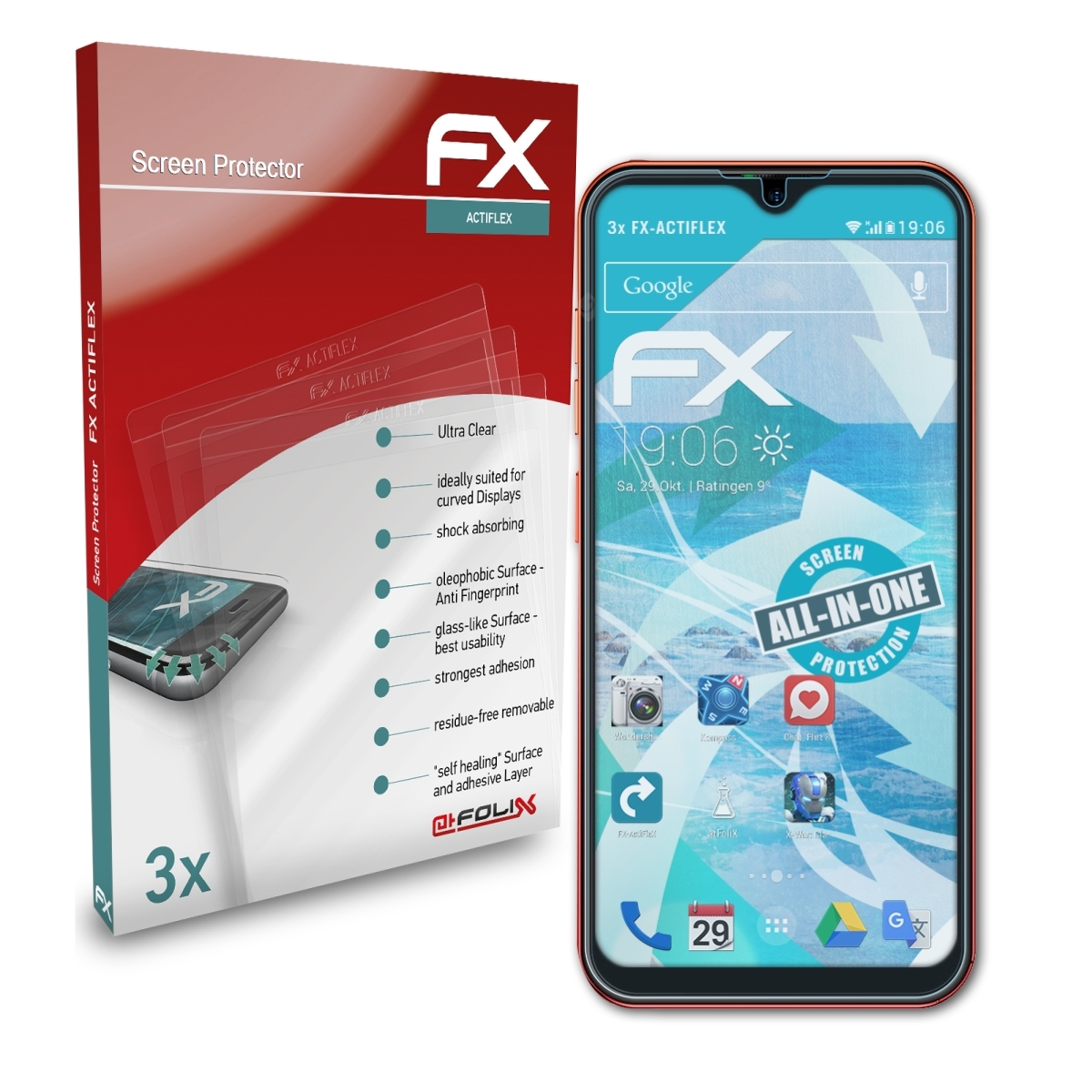 ATFOLIX 3x FX-ActiFleX Displayschutz(für Ulefone Note 8)