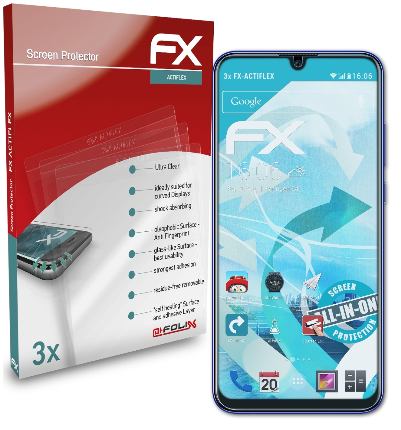 Huawei 2019) P 3x Displayschutz(für FX-ActiFleX ATFOLIX Smart+