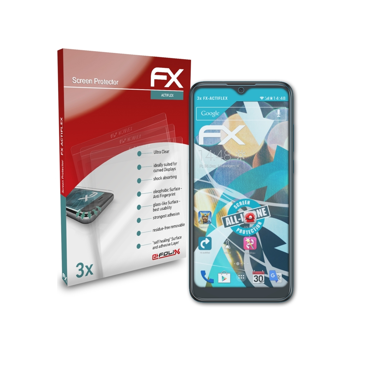 ATFOLIX 3x Plus) Alcatel 3X FX-ActiFleX Displayschutz(für