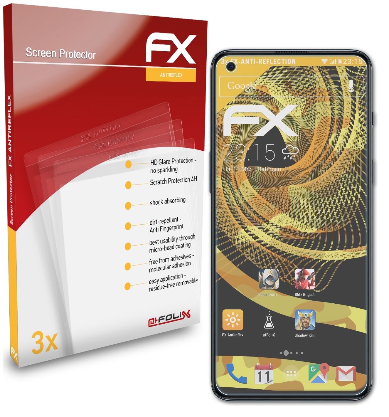 ATFOLIX FX-Antireflex Nord 2 3x 5G) OnePlus Displayschutz(für