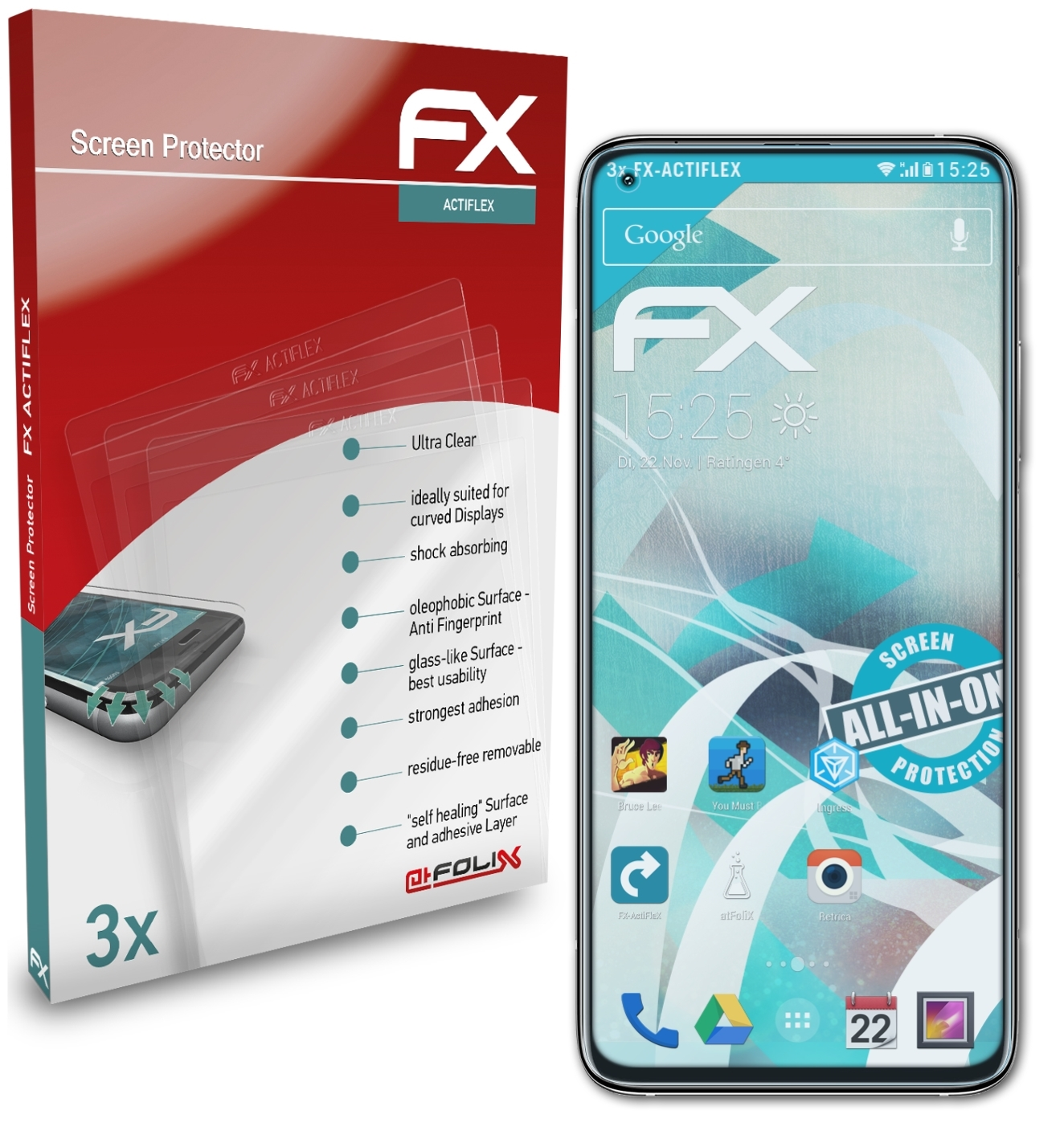 ATFOLIX 3x Displayschutz(für Xiaomi 10T) FX-ActiFleX Mi