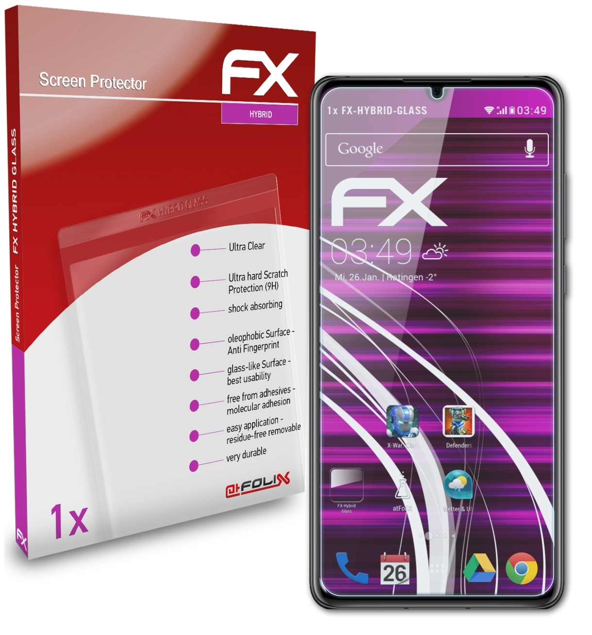 FX-Hybrid-Glass ATFOLIX Huawei P30) Schutzglas(für