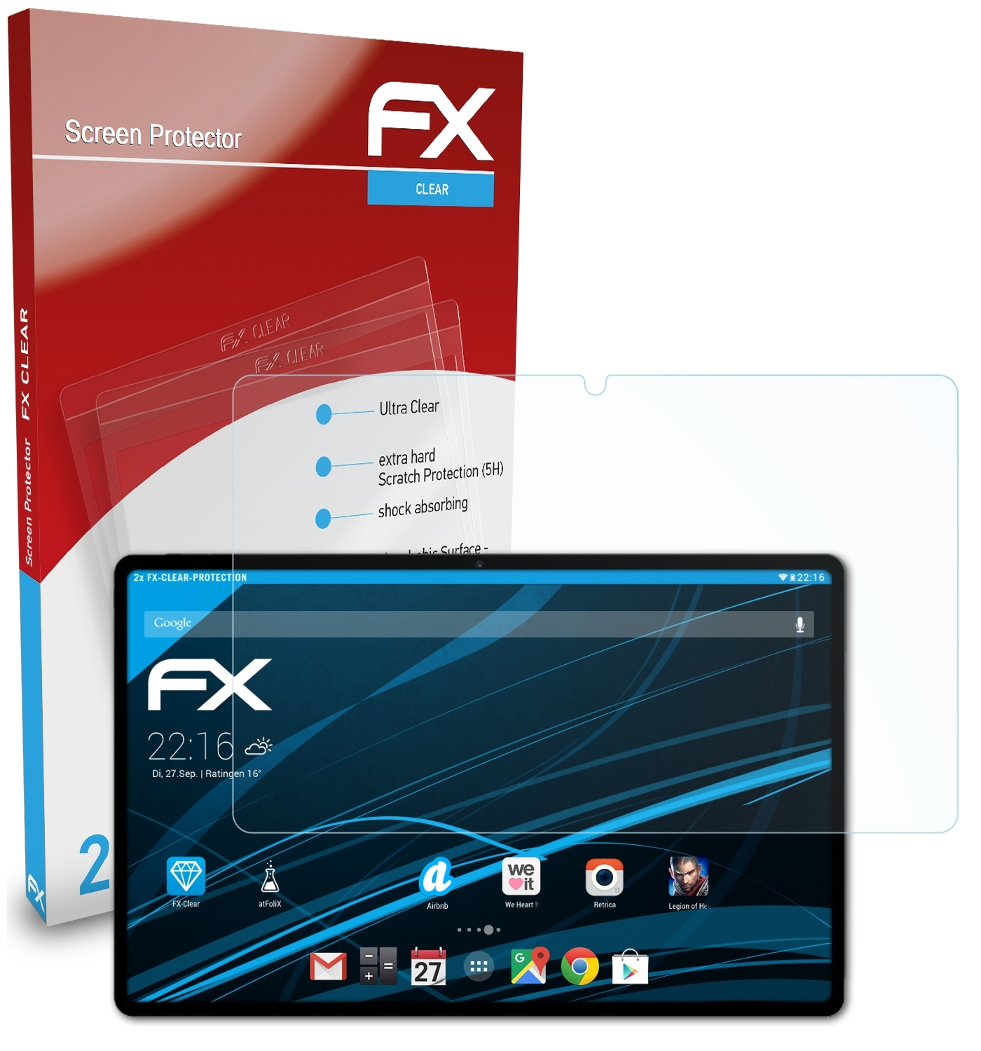 T40 Displayschutz(für ATFOLIX Plus) 2x Teclast FX-Clear