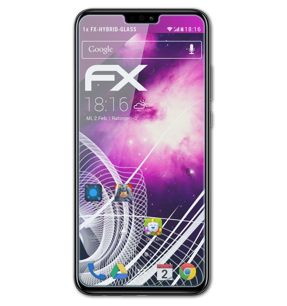 8X) FX-Hybrid-Glass Huawei Honor ATFOLIX Schutzglas(für