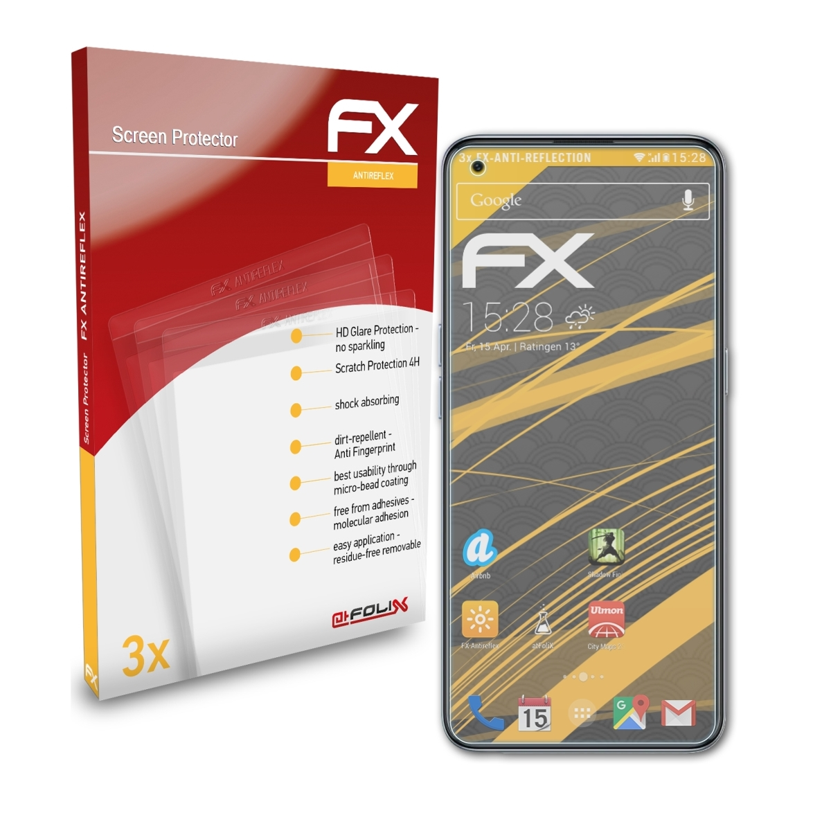 ATFOLIX 3x Realme Q3 FX-Antireflex Displayschutz(für Carnival) Pro