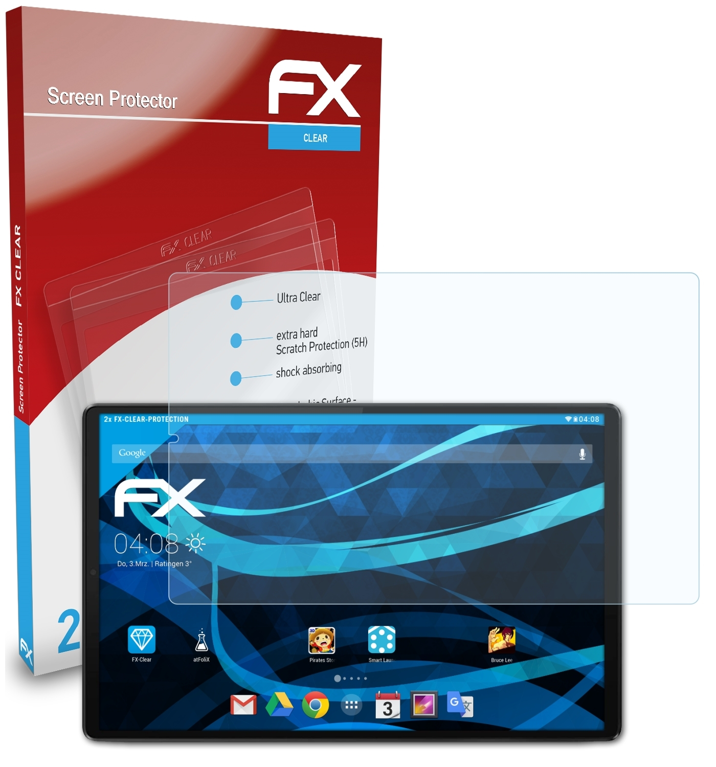 ATFOLIX 2x FX-Clear Displayschutz(für Lenovo FHD M10 (2. Plus Tab Generation))
