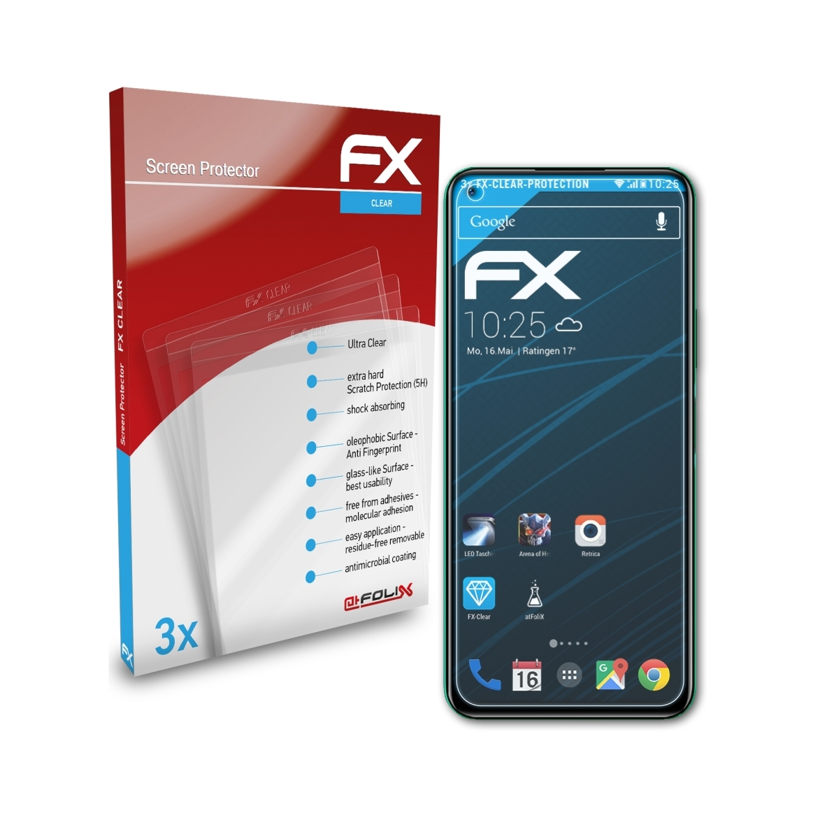 ATFOLIX 3x Displayschutz(für Note Infinix 7) FX-Clear