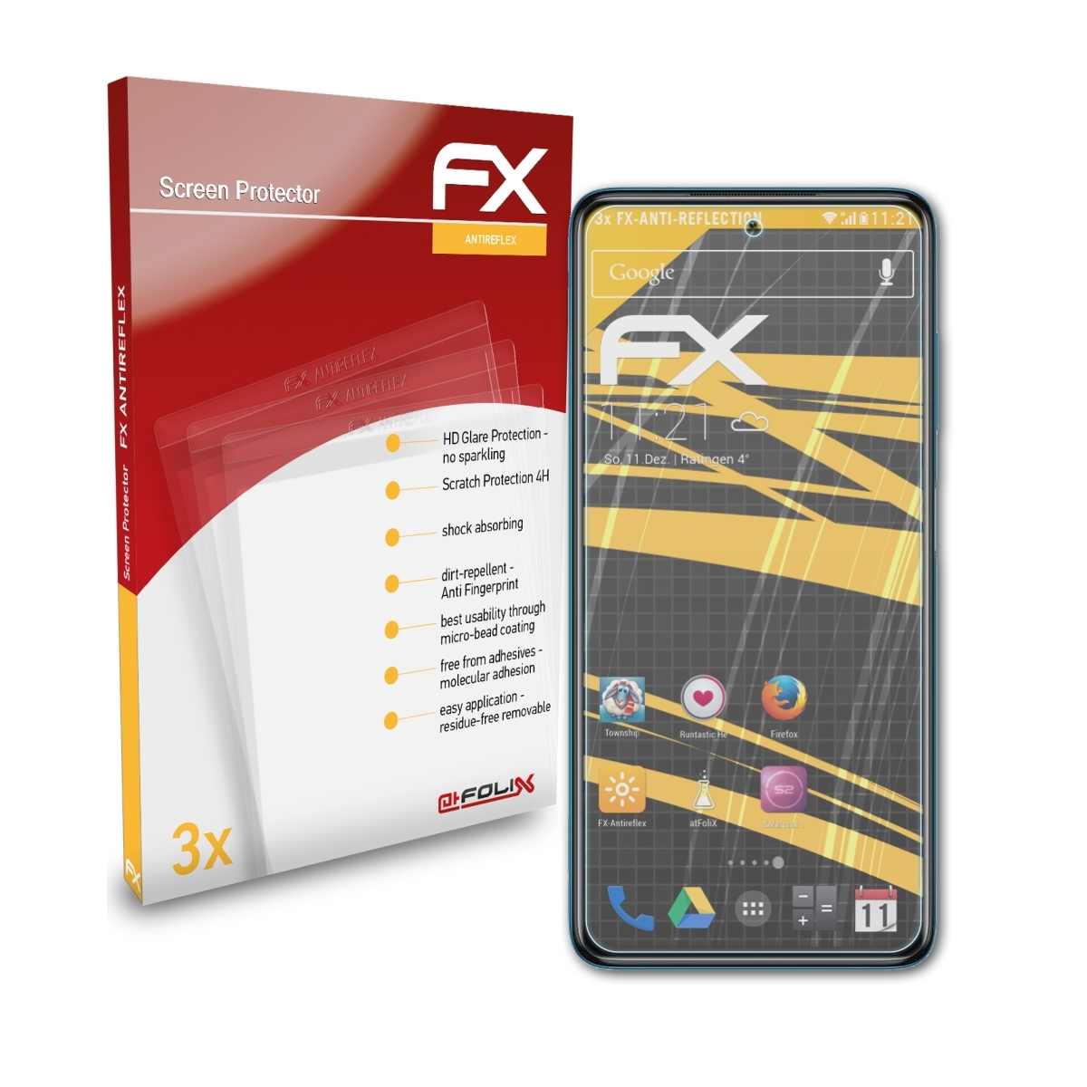 ATFOLIX 3x X3) Displayschutz(für Xiaomi FX-Antireflex Poco