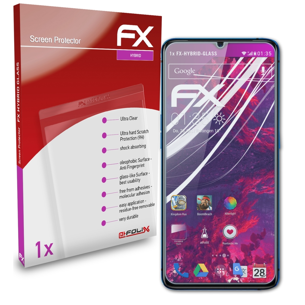 ATFOLIX FX-Hybrid-Glass Schutzglas(für Realme X2 Pro)