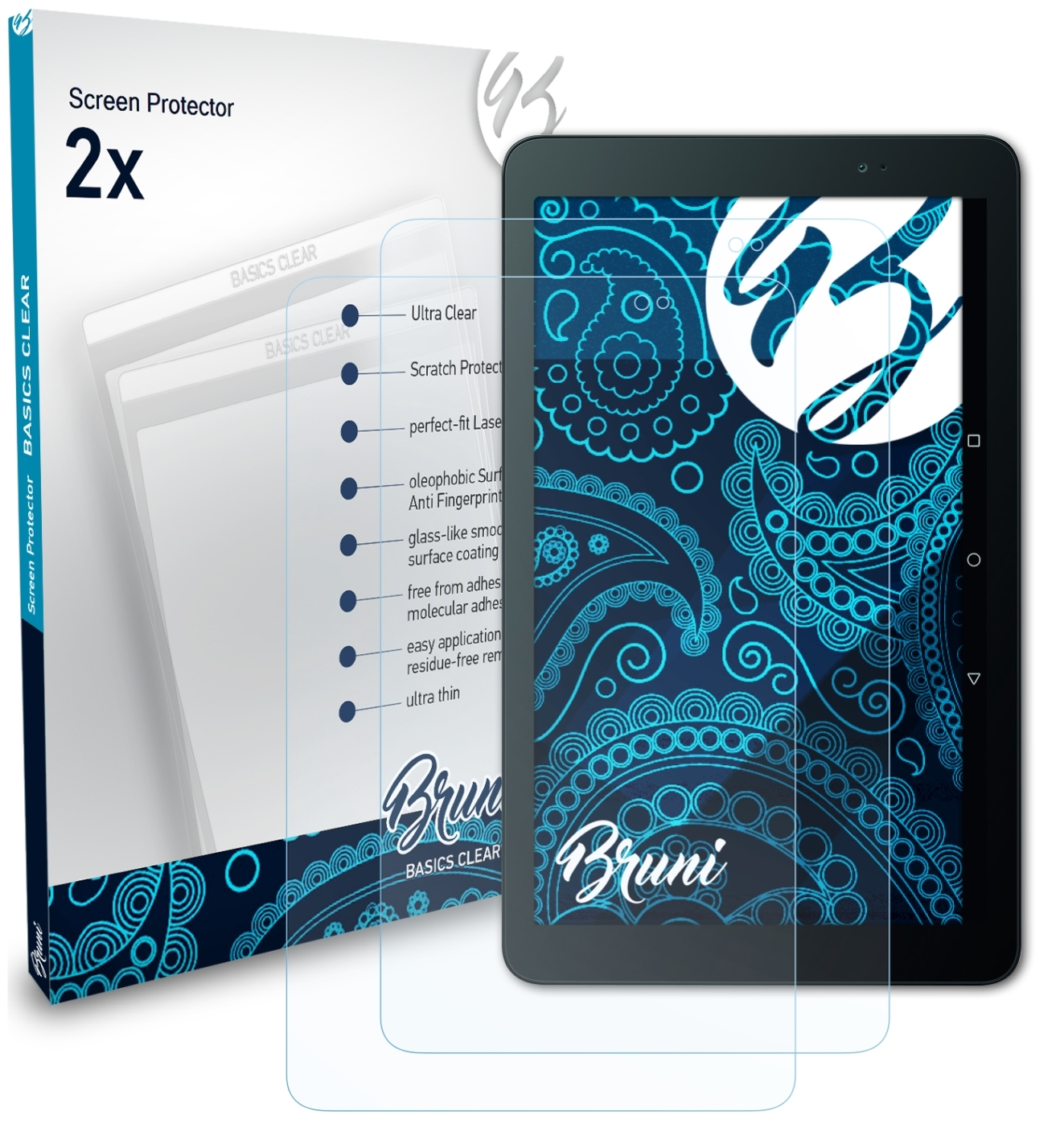 Huawei 10) BRUNI 2x T1 Basics-Clear MediaPad Schutzfolie(für