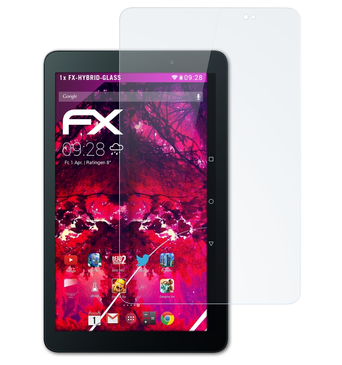 Huawei 10) T1 ATFOLIX MediaPad Schutzglas(für FX-Hybrid-Glass