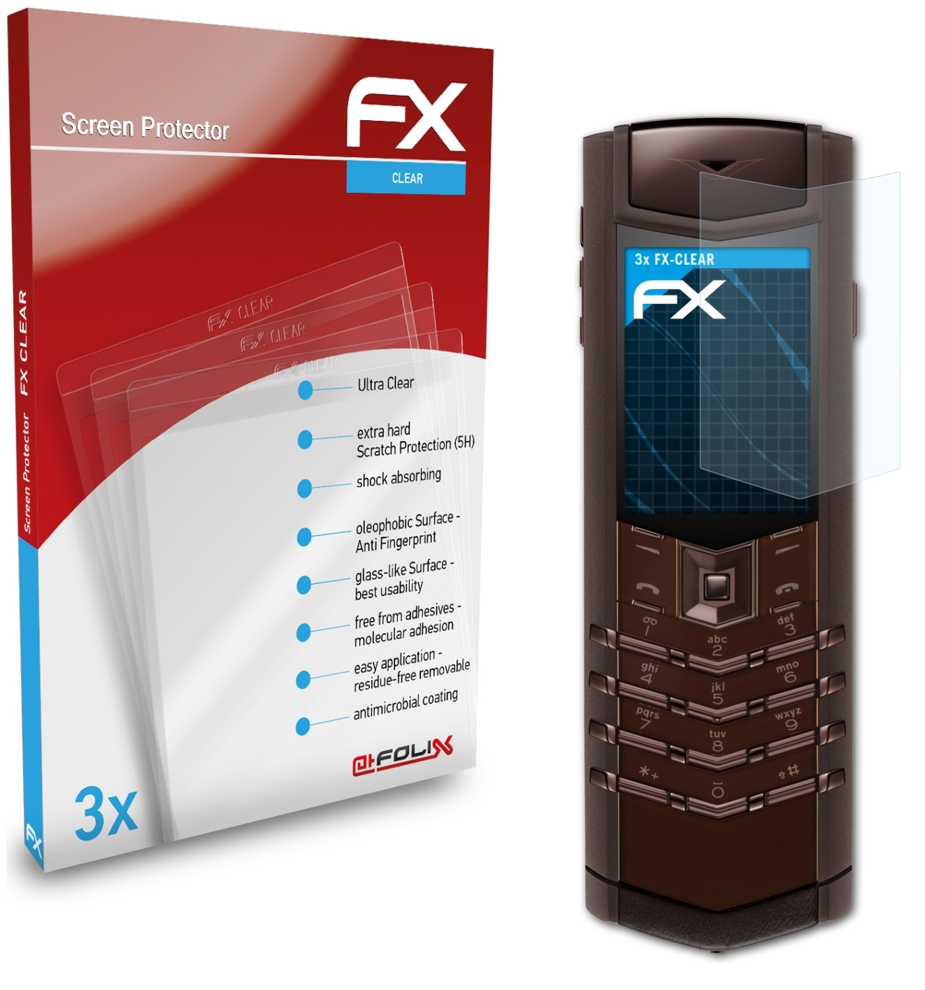 ATFOLIX 3x FX-Clear Displayschutz(für Vertu Signature)