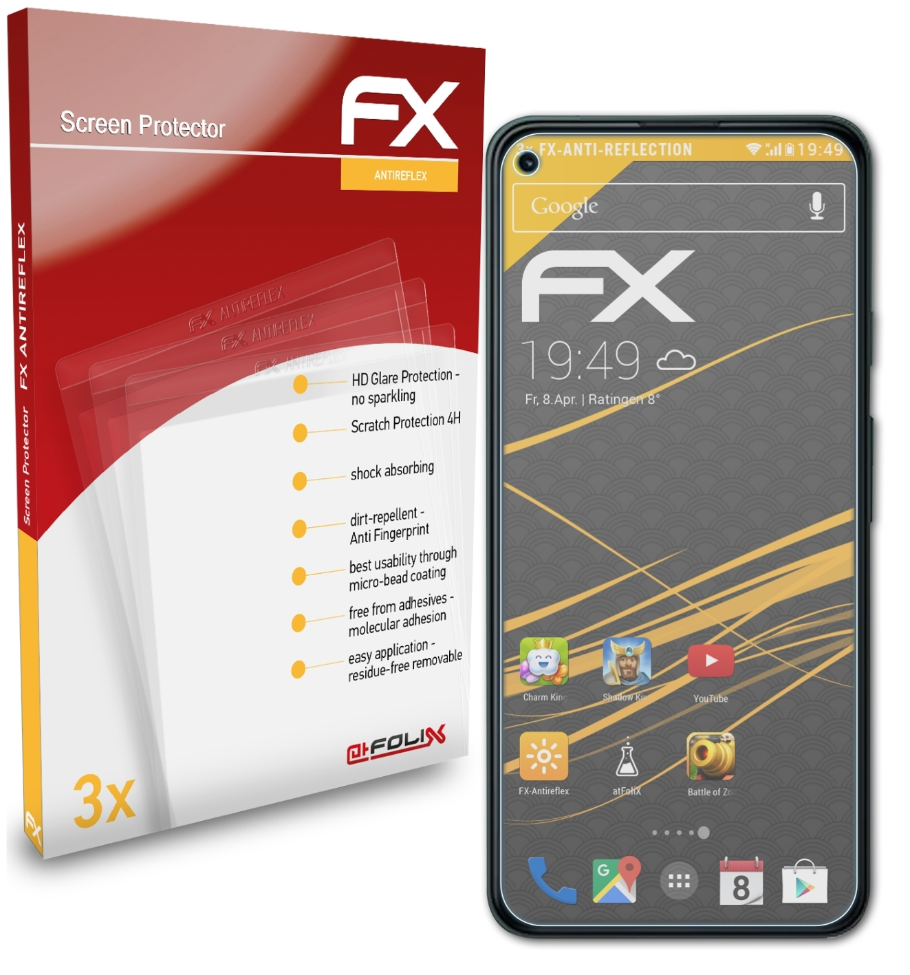 ATFOLIX 3x 5a) FX-Antireflex Displayschutz(für Pixel Google