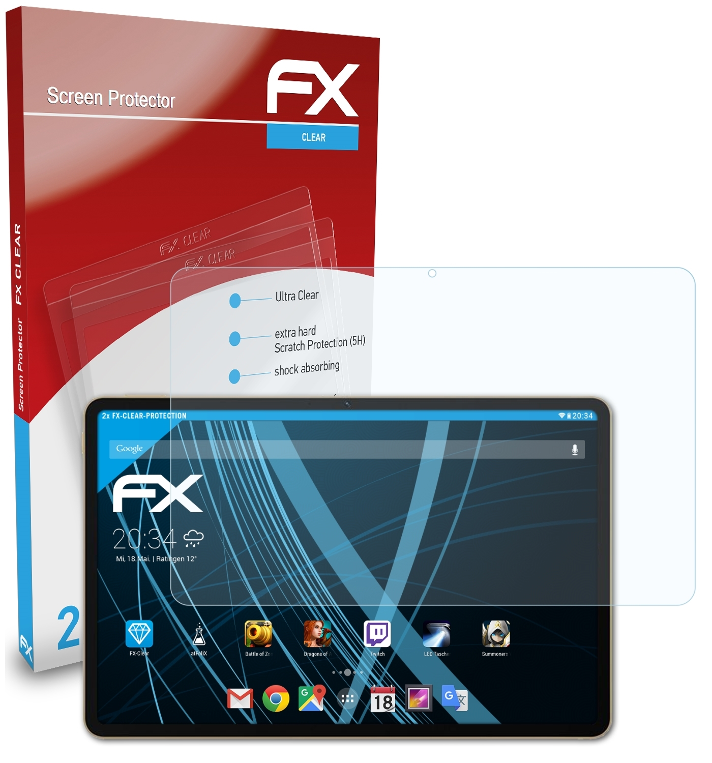 2x ATFOLIX Honor Displayschutz(für Tab FX-Clear V7 Pro)