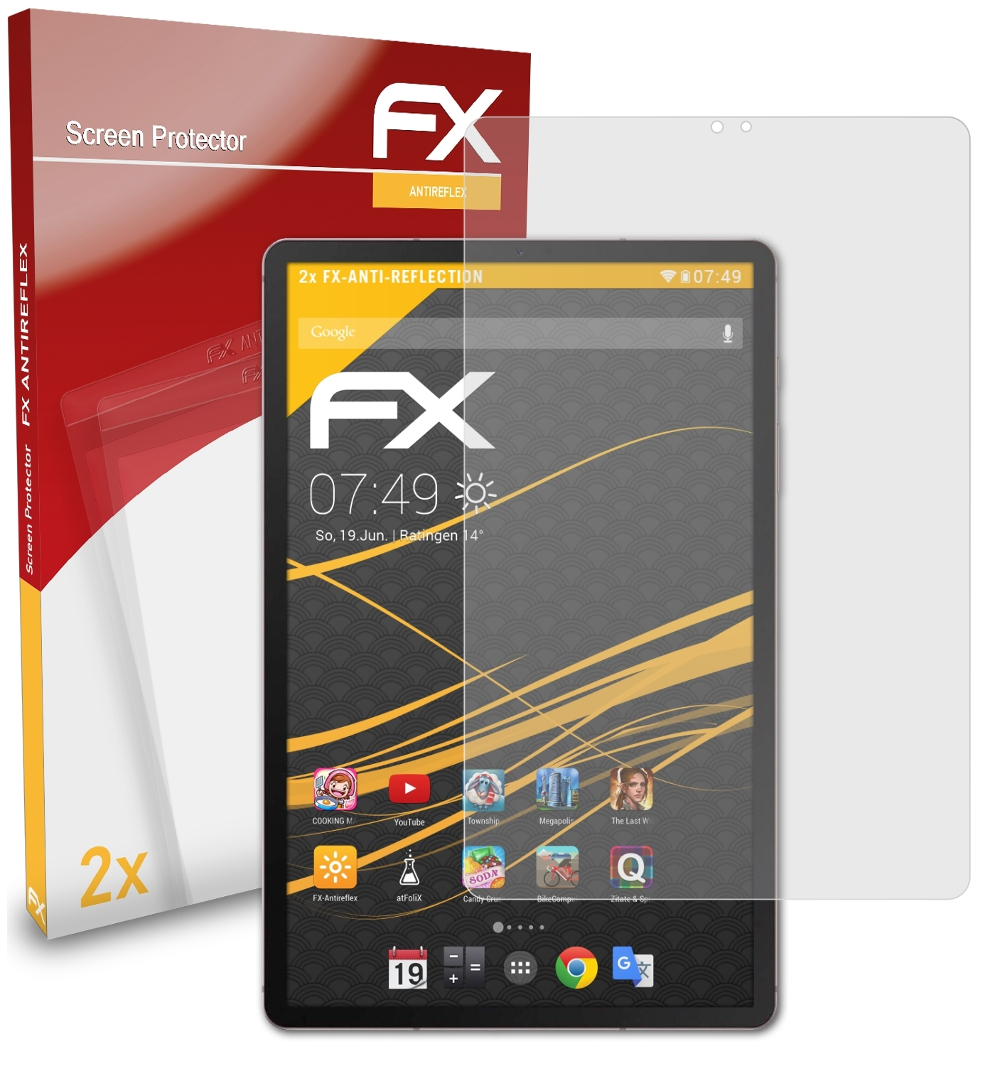 Displayschutz(für Samsung S6) ATFOLIX Tab 2x Galaxy FX-Antireflex
