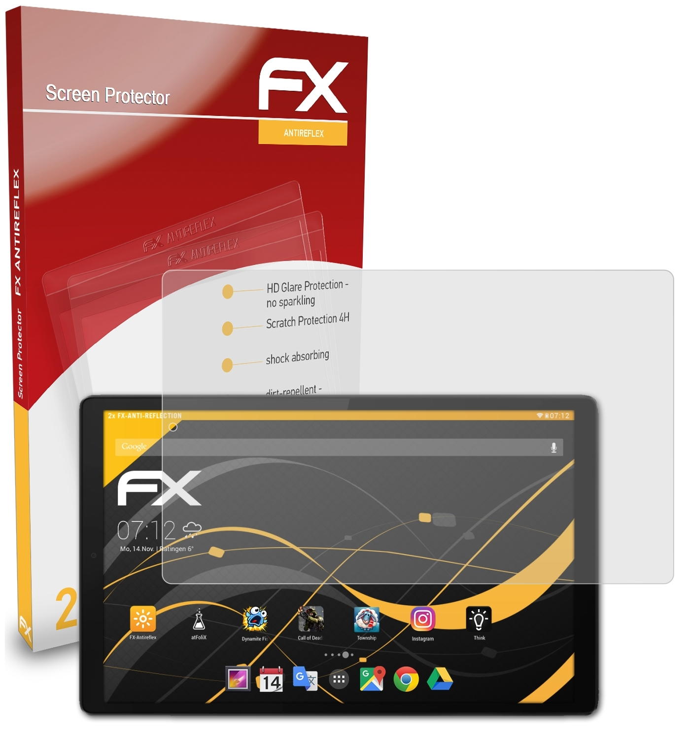 ATFOLIX 2x FX-Antireflex Displayschutz(für Lenovo (2. Generation)) Tab HD M10