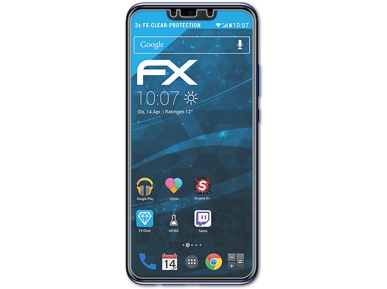 ATFOLIX 3x FX-Clear Displayschutz(für Huawei Nova 3i)