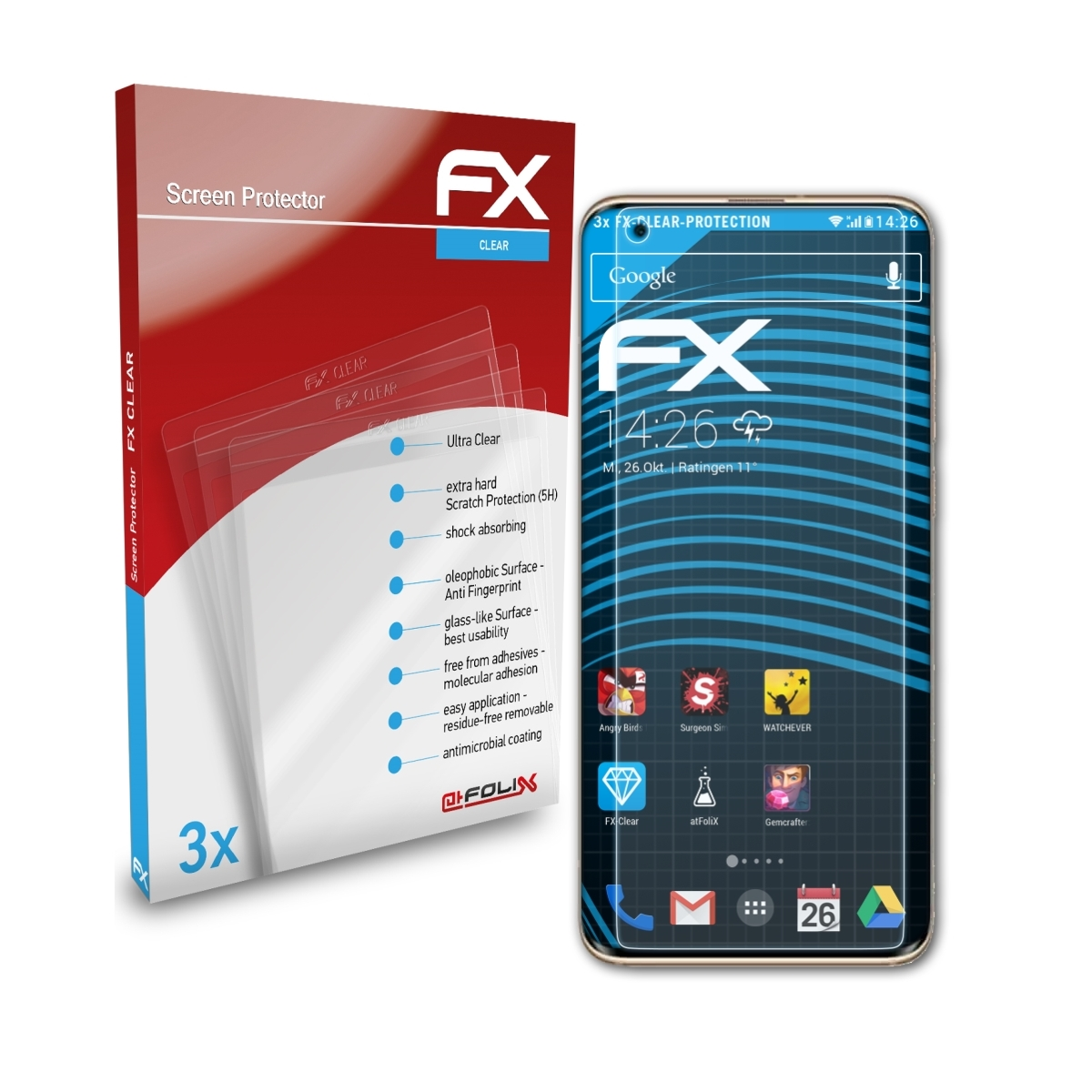 ATFOLIX 3x FX-Clear Displayschutz(für Xiaomi Mi 10)