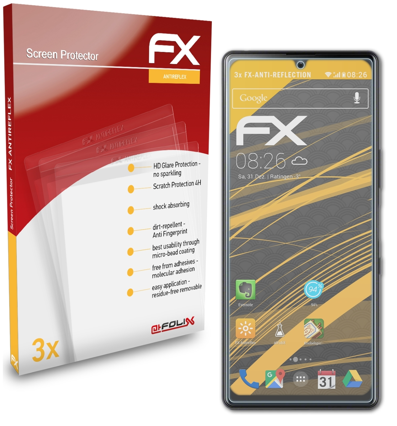 3x L4) Sony FX-Antireflex Xperia Displayschutz(für ATFOLIX