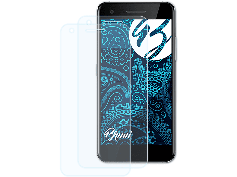 BRUNI 2x Basics-Clear Schutzfolie(für Vodafone Smart V8)