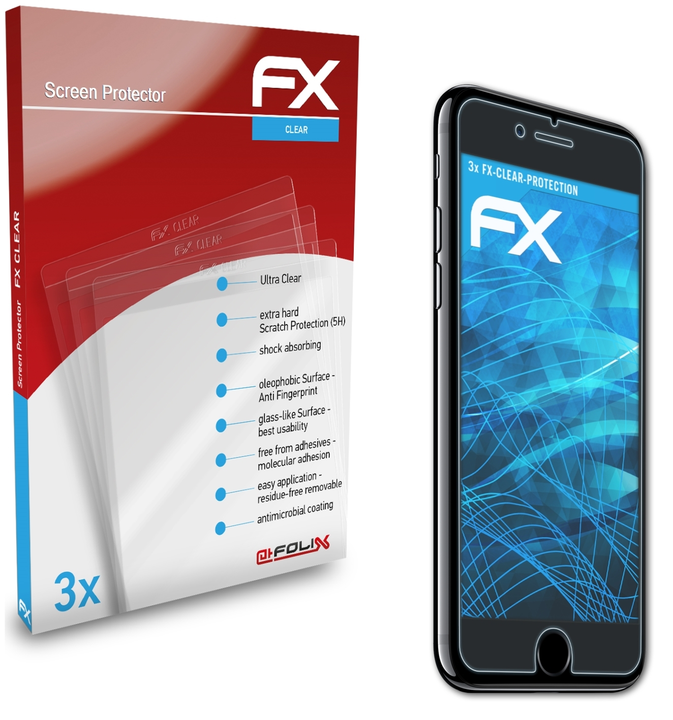 ATFOLIX Apple iPhone Displayschutz(für (Front)) FX-Clear 3x 8 7 /