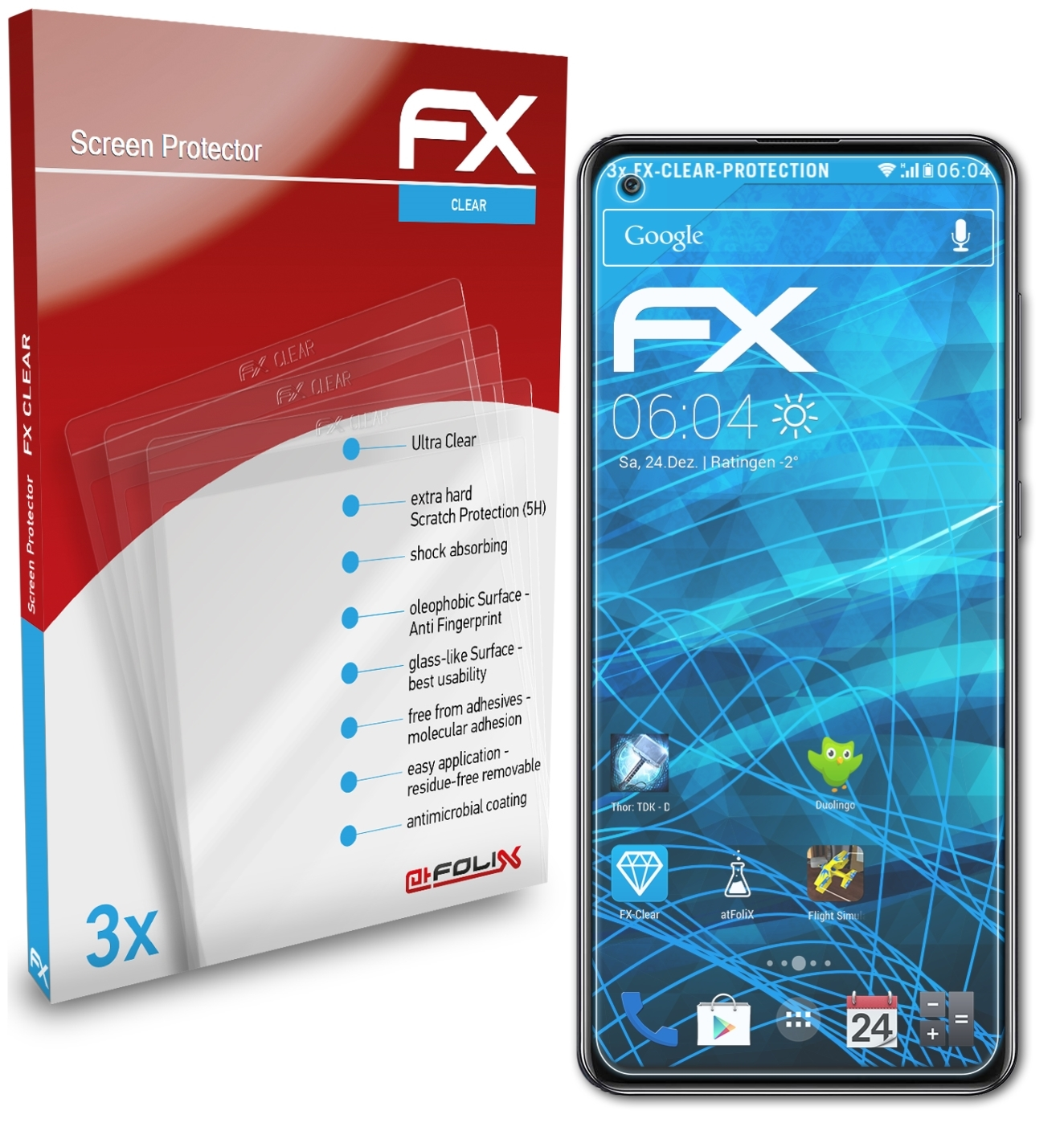Samsung ATFOLIX Galaxy Displayschutz(für A21s) 3x FX-Clear