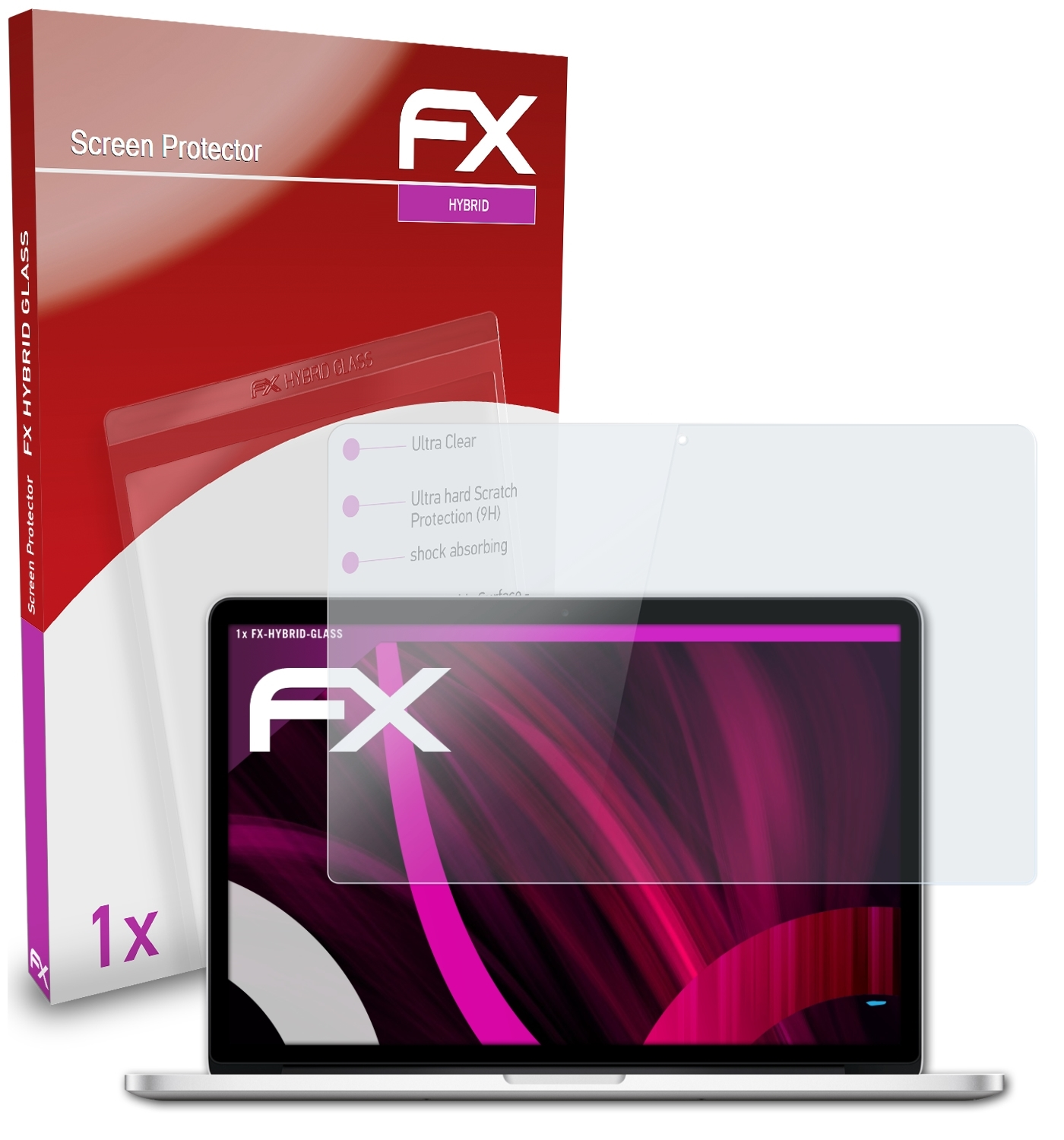 ATFOLIX FX-Hybrid-Glass Schutzglas(für Apple MacBook 15 Retina) Pro