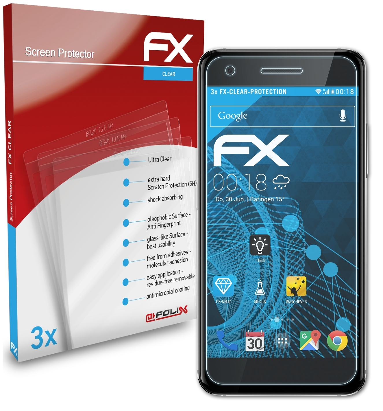Displayschutz(für FX-Clear V8) Vodafone Smart ATFOLIX 3x
