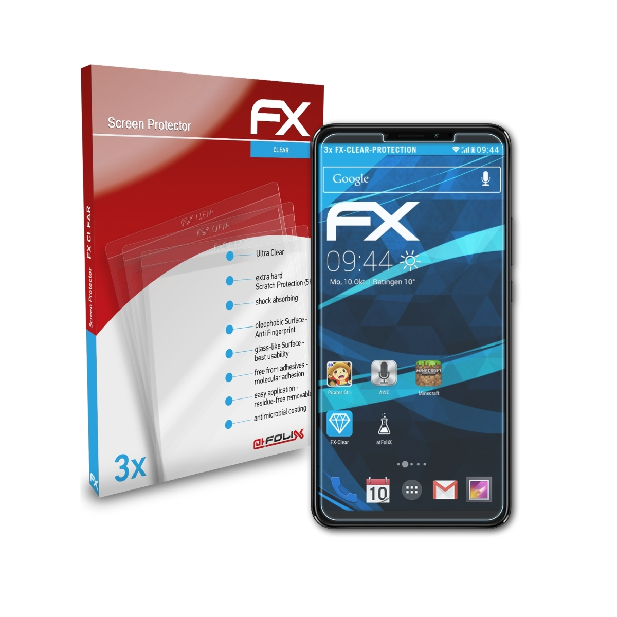 Mi Xiaomi 3) Displayschutz(für ATFOLIX 3x FX-Clear Max