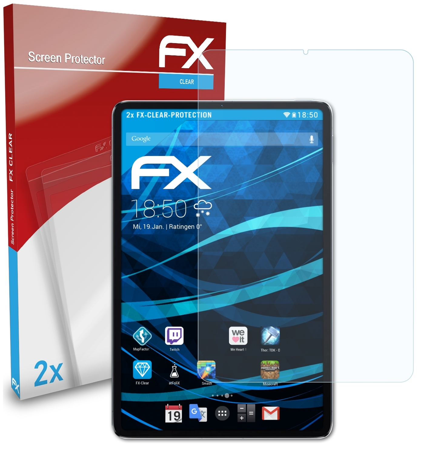 2x Displayschutz(für Pad FX-Clear Wi-Fi) 5 ATFOLIX Xiaomi Mi Pro
