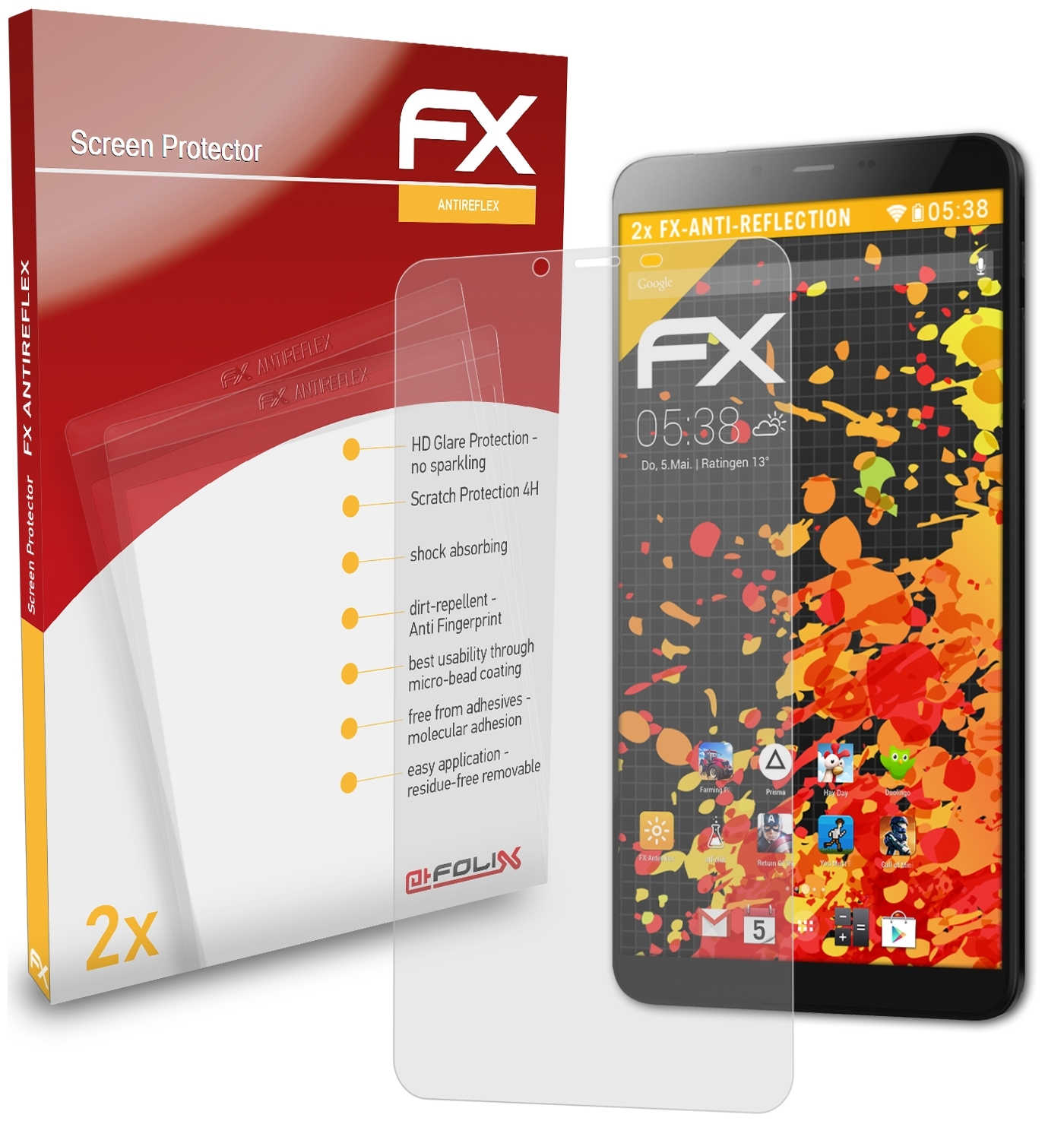 2x iPlay ATFOLIX Displayschutz(für Alldocube FX-Antireflex 7T)