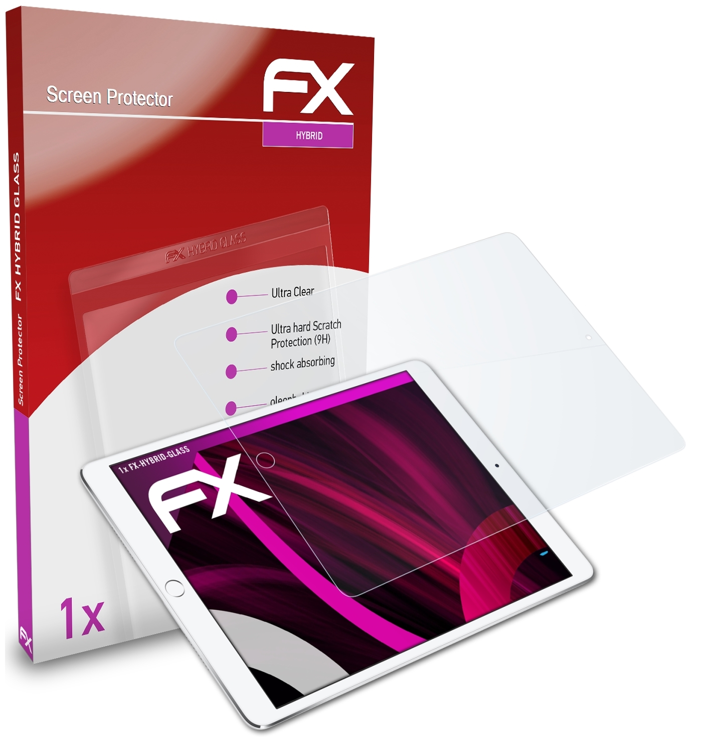 (2017)) Schutzglas(für FX-Hybrid-Glass Apple ATFOLIX iPad 12.9 Pro