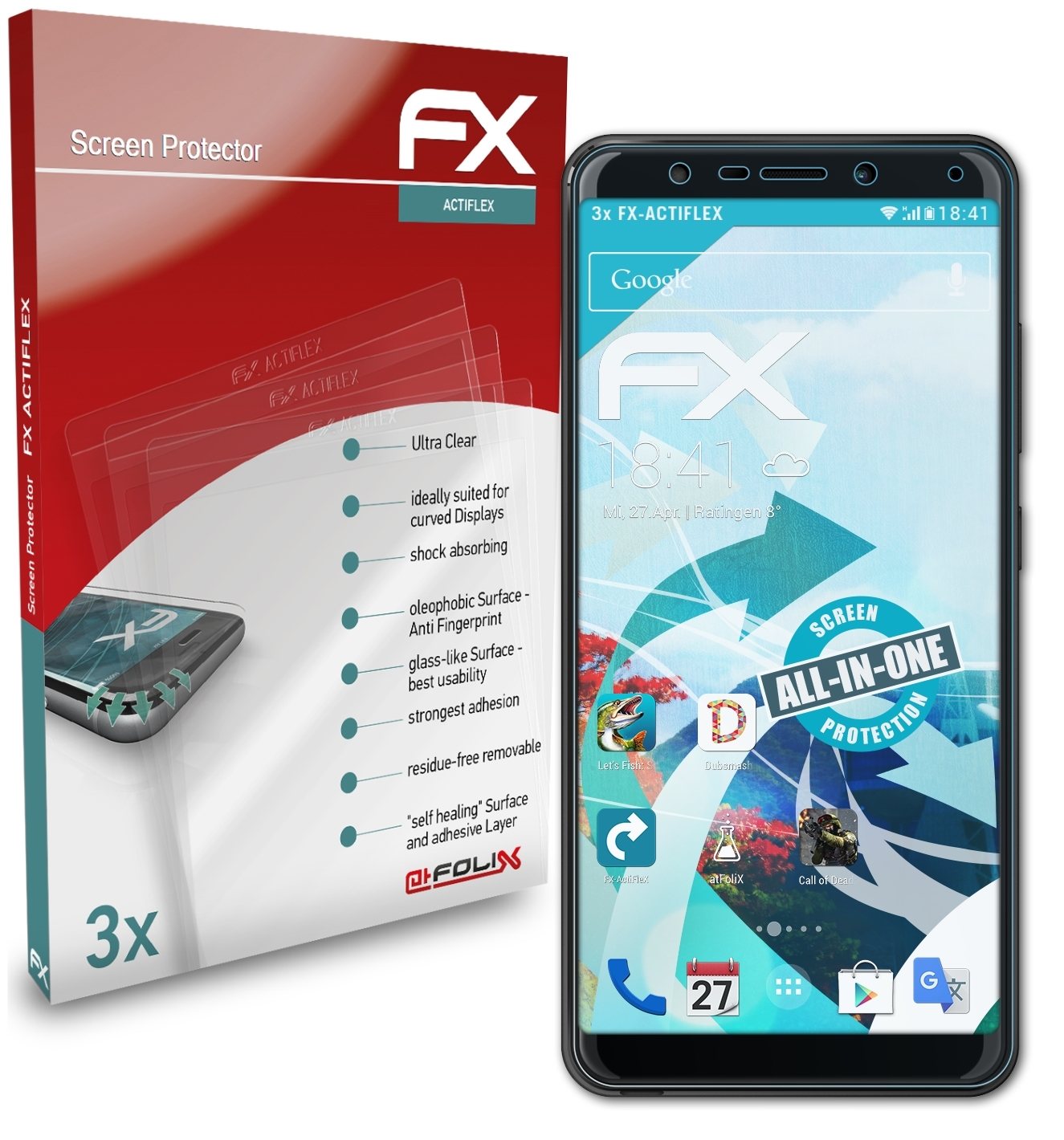 Go) FX-ActiFleX View ATFOLIX Displayschutz(für 3x Wiko