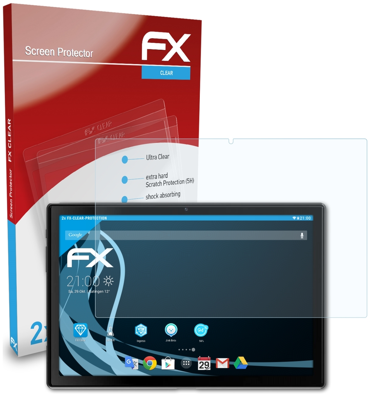 ATFOLIX 2x FX-Clear Displayschutz(für Blackview Tab 8)