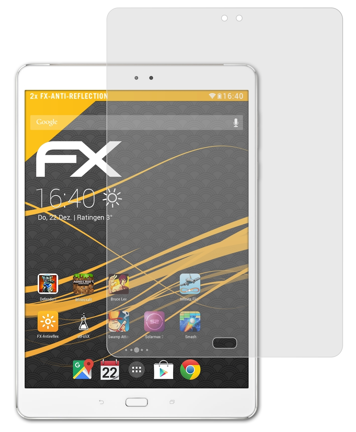 ATFOLIX 2x FX-Antireflex (Z500KL)) 3S ZenPad Displayschutz(für Asus 10
