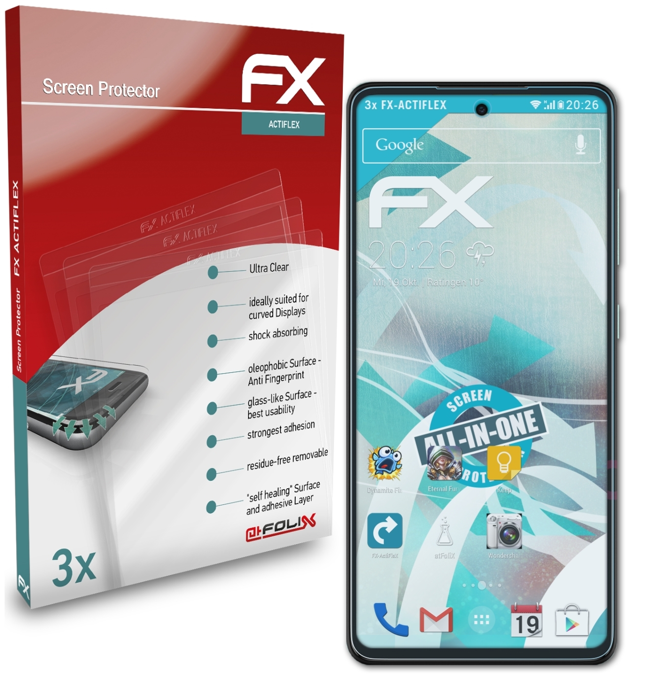 ATFOLIX FX-ActiFleX Galaxy Samsung A52) 3x Displayschutz(für