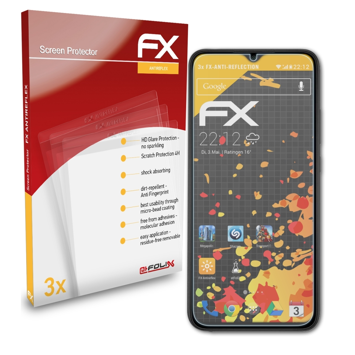 Displayschutz(für 3x ATFOLIX 9C) Xiaomi Redmi FX-Antireflex