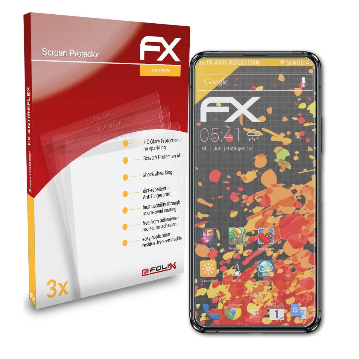 ATFOLIX 3x (ZS670KS)) FX-Antireflex 7 ZenFone Displayschutz(für Asus