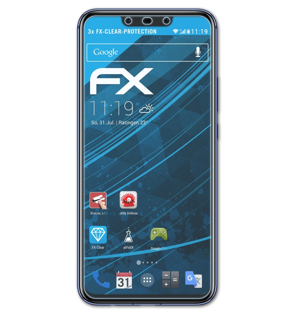 ATFOLIX 3x FX-Clear Displayschutz(für Mate 20 Huawei Lite)