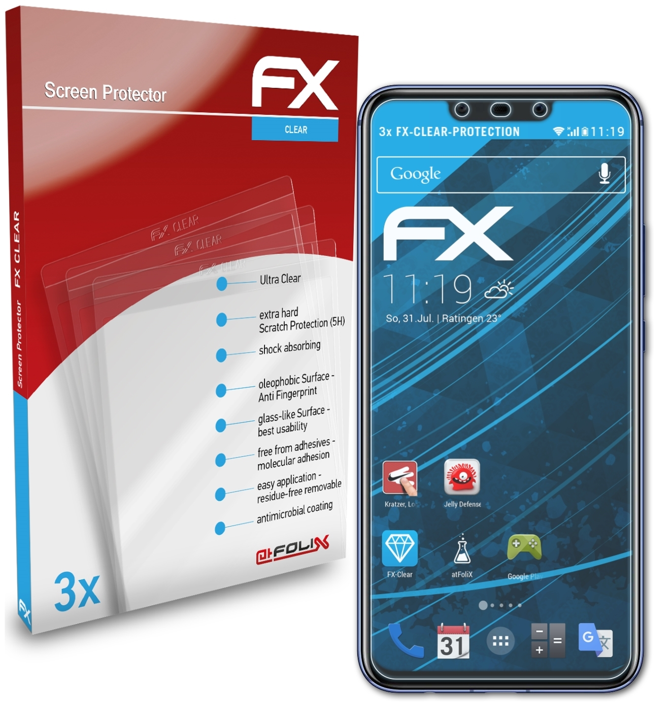 ATFOLIX FX-Clear Mate Huawei Lite) 3x 20 Displayschutz(für