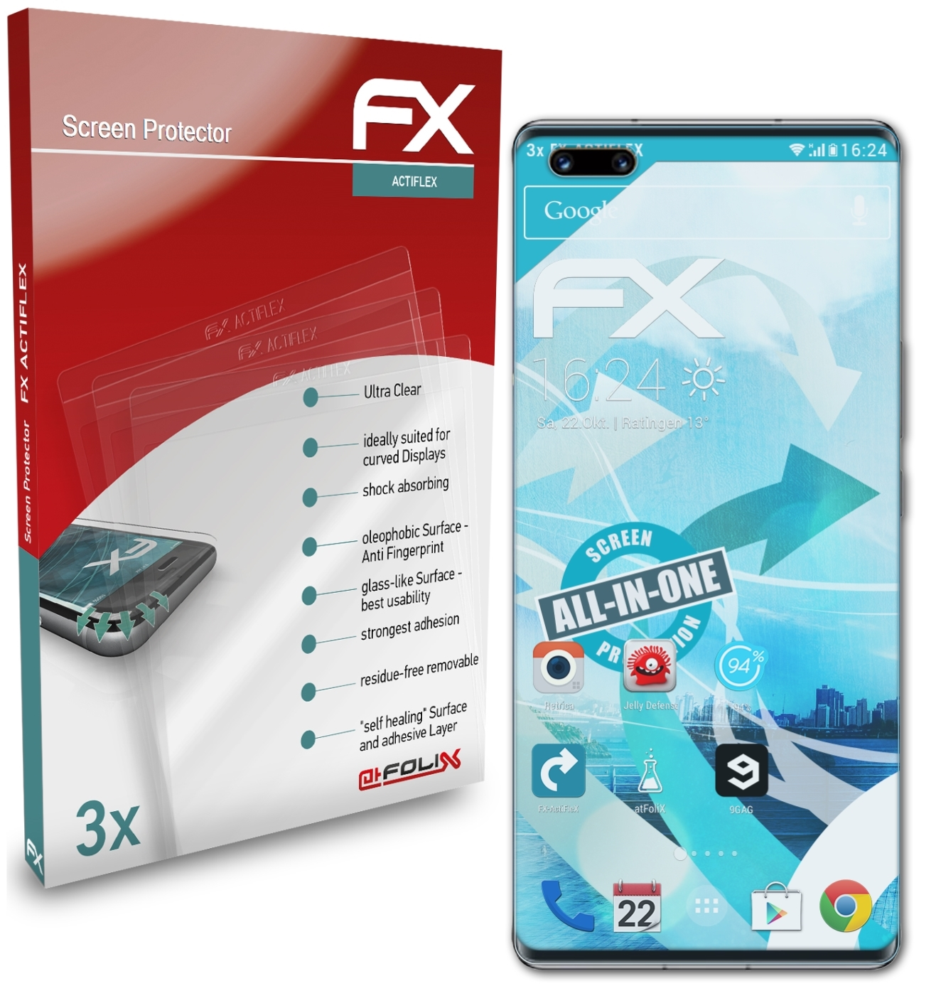 FX-ActiFleX Magic3) ATFOLIX 3x Honor Displayschutz(für