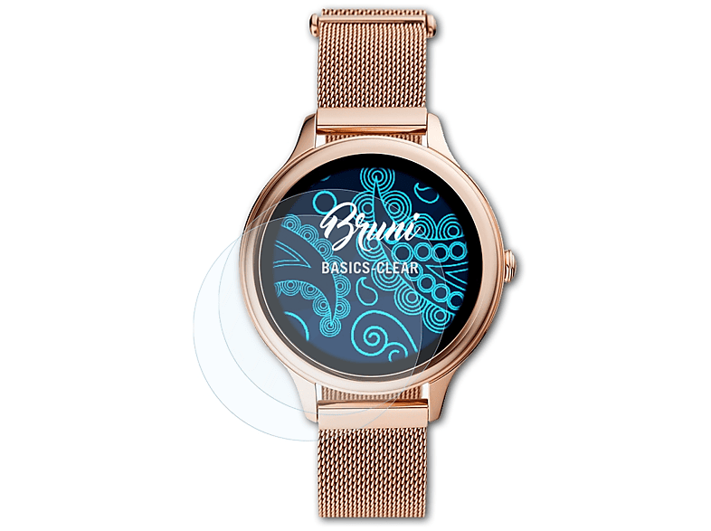 BRUNI 2x Basics-Clear Schutzfolie(für Fossil Gen 5E (42mm)) | Smartwatch Schutzfolien & Gläser
