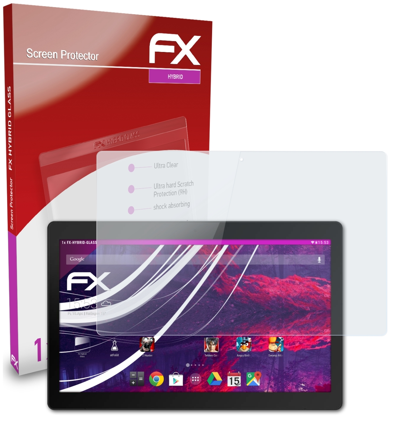 ATFOLIX FX-Hybrid-Glass Schutzglas(für Trekstor SurfTab L15) Theatre