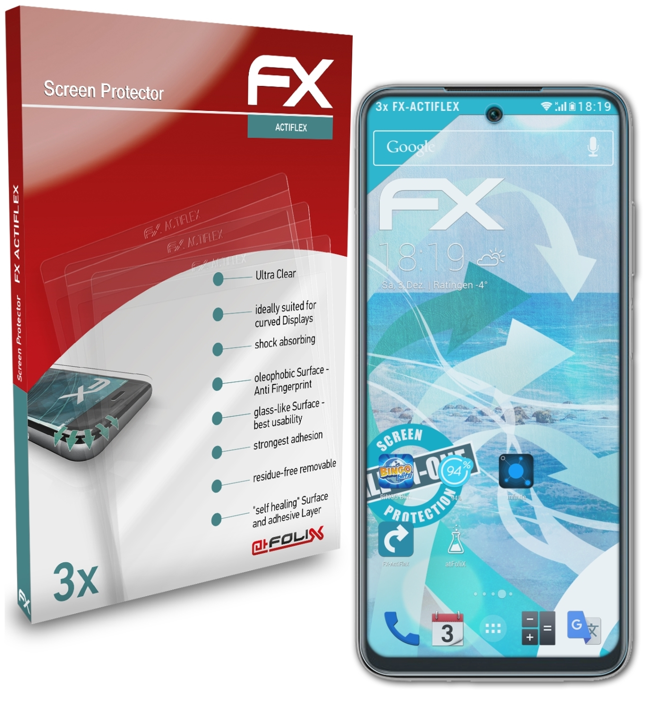 ATFOLIX 3x FX-ActiFleX Displayschutz(für Xiaomi Prime) 10 Redmi