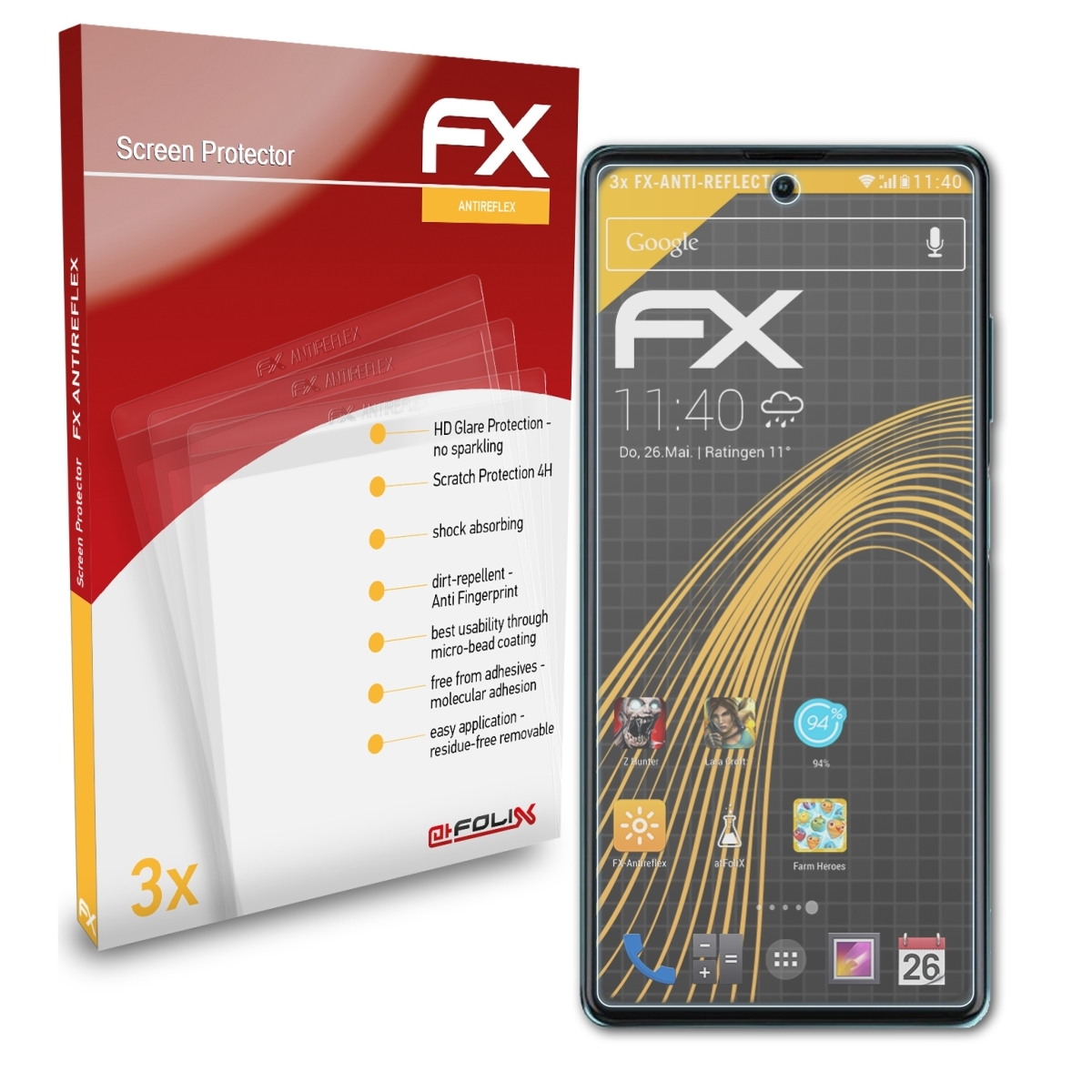 ATFOLIX 3x FX-Antireflex Blackview A100) Displayschutz(für
