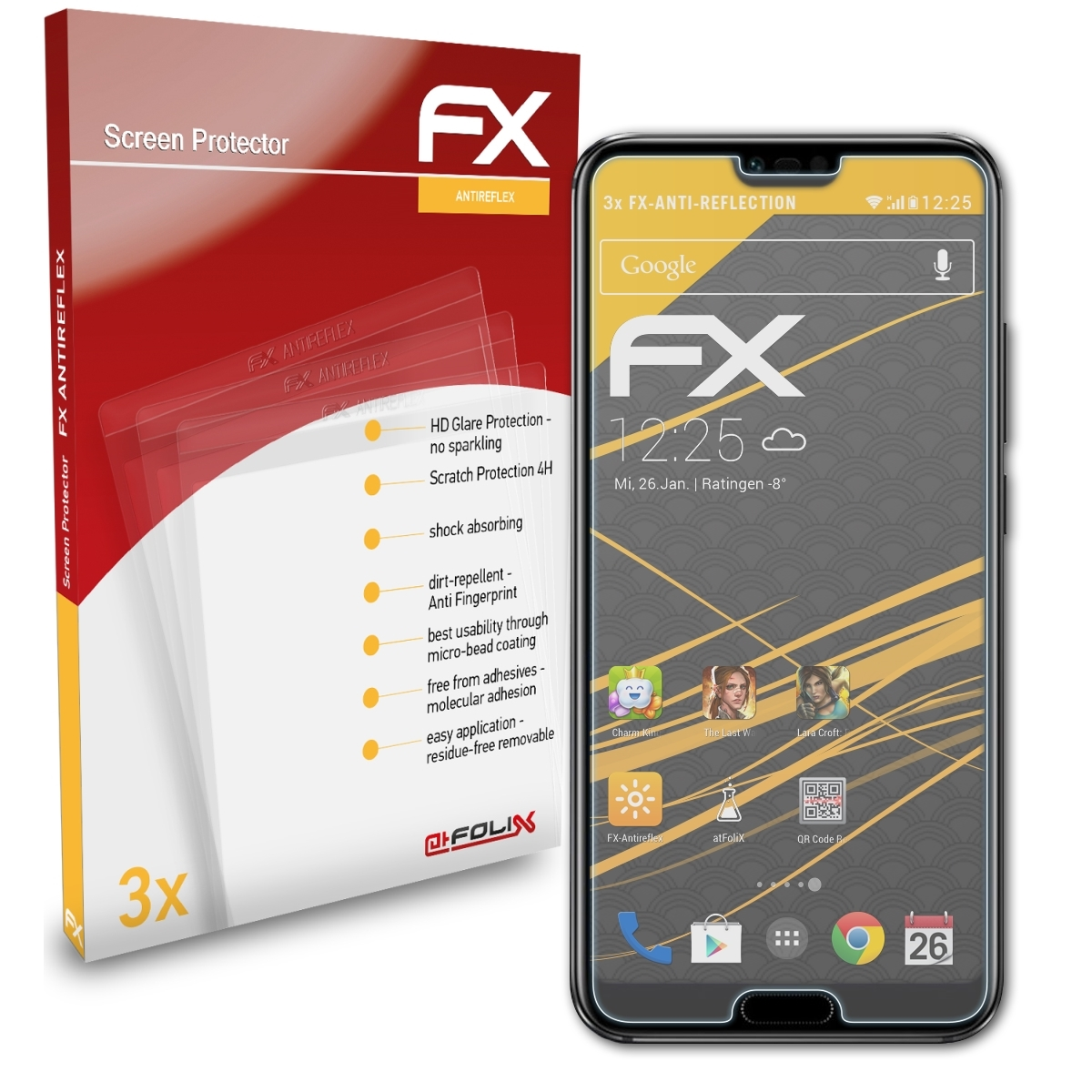 ATFOLIX 3x FX-Antireflex Displayschutz(für Honor 10) Huawei